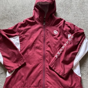 Red Oak Oklahoma Sooners Vintage Women's Full Zip Windbreaker Jacket Coat Large - Picture 1 of 5