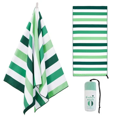 Oversized Quick Dry Beach Towel Microfiber Sand Free Cabana Stripe Pool Bath - Image 1 of 4