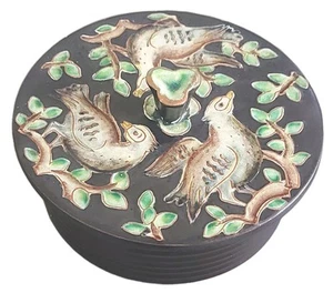 Deckeldose 4153 Gustav Heinkel 1933 Karlsruhe Majolika  Handbemalt  - Picture 1 of 5