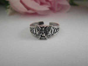 Sterling Silber .925 Schmetterling Zehenring verstellbar Finger, Knöchel Memory Ring - Bild 1 von 3