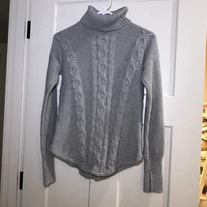 Maglione Ll Bean donna taglia Xs grigio maglia cavo collo tartaruga manica lunga pull over - Foto 1 di 8