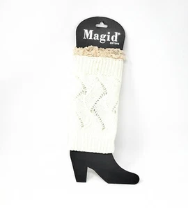 Magid Ivory Knitted Boot Cuffs, Boot Toppers Short Leg Warmers New - Picture 1 of 3