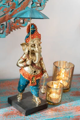 Edel Geisha Ganesha Sonnenschirm Gold Figur Skulptur L-H43 cm - Bild 1 von 2
