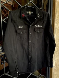 LUCKY BRAND WESTERN NOT SORRY SNAP SHIRT STREET PUNK HEART BLACK MED RARE VTG - Bild 1 von 22