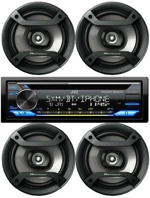 JVC KD-TD91BTS 1-DIN Bluetooth CD Car Audio Receiver + 4x Pioneer 6.5" Speakers