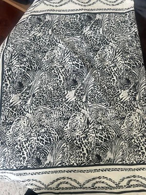 Krizia Italia 100% Algodón De Colección Estampado Leopardo Grande 72" x 47" Bufanda/Envoltura BK/Crema Foto 1 de 4