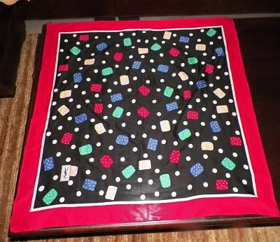 BUFANDA DE ALGODÓN VINTAGE YSL YVES SAINT LAURENT ROJO NEGRO AZUL 35" Foto 1 de 4