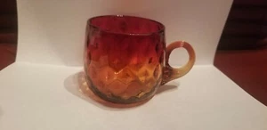ANTICA TAZZA TAZZA PUNCH VETRO ARTISTICO AMBERINA NEW ENGLAND DIAMANTATA TRAPUNTATA - Foto 1 di 5