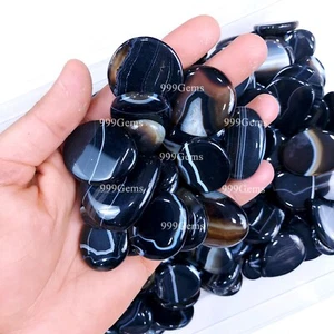 Lote de 20 piezas de piedras preciosas cabujón con forma de mezcla de bandas negras naturales al por mayor 30-40 - Imagen 1 de 16
