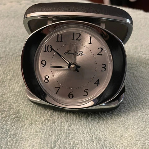 Vintage Travel Ben Travel Desk Clock With Black Case Cover