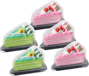 100Pcs Plastic Cake Slice Box with Black Base To-Go Cheesecake Pie Dessert Conta - Picture 1 of 12