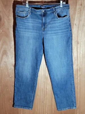 chaps jeans mujer talla 12/31 slim boyfriend elástico tiro alto denim azul Foto 1 de 4
