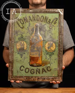 Pre-Prohibition Self-Framed Comandon Cognac Embossed Tin Litho Sign - Picture 1 of 6