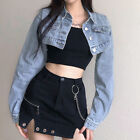Women's Belly Free Top Bomber Jeans Jacket Gothic Coat Hip Hop Blouse Retro