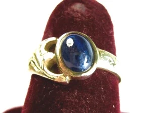 925 St. Silver Engraved Ring With 1.79 Ct. 7x5 MM Blue Sapphire, Size O - Picture 1 of 6