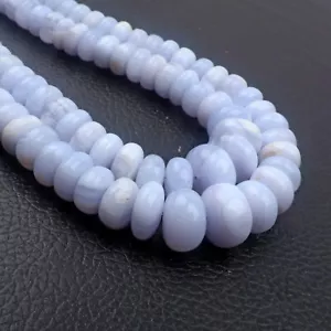 Blau Spitze Achat Perlen 8 Zoll Strang 8-11 mm Glatt Rondell Form Edelstein Perlen - Bild 1 von 6