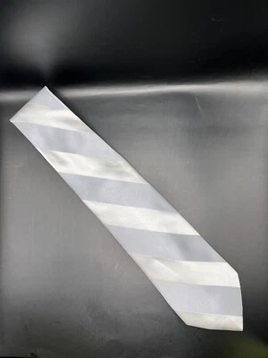 Jones New York 真丝领带 ~ 男式经典长度 ~ 铂金和银色条纹 — 第 1/4 张图片