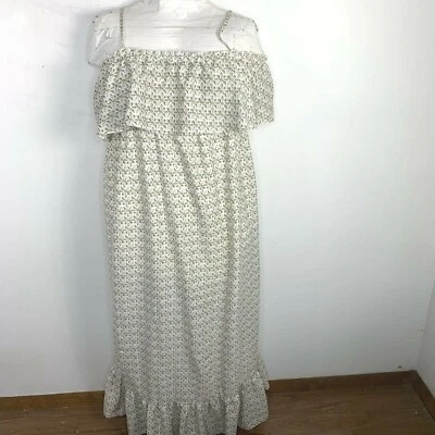 Motherhood Maternity Womens Sun Dress Sz XL Beige Floral Spaghetti Strap Maxi  - Image 1 of 4