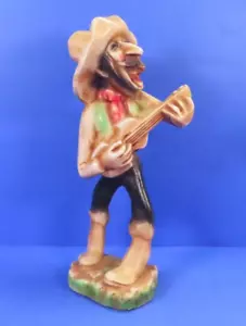 Statuina cowboy canta chitarra gesso vintage alta 11" - Foto 1 di 16