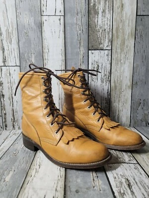 Justin L0621 Kilty Lacers Women's Sz 6 B Distressed Leather Boots USA Made - Image 1 of 4