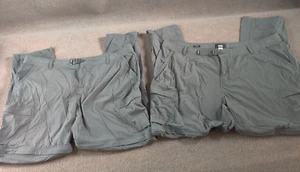 Lot 2 REI Cargo Gray Pants Convertible Shorts Women 22 Hiking Outdoor Adjustable - Picture 1 of 22
