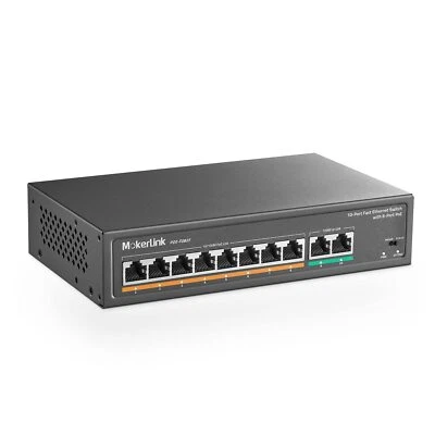 	10 Port Poe Switch with 8 Port Poe+ 2 Fast Ethernet Uplink 100Mbps 120W 802.3	 - Image 1 of 4