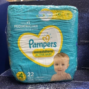 Pampers Swaddlers Active Baby Disposable Diapers Softest Fit Size 4 22 Count - Picture 1 of 3