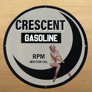 VINTAGE HALBMOND GAS PORZELLANSCHILD U/MIN MOTORÖL SERVICE STATION PUMPE PLATTE - Bild 1 von 8