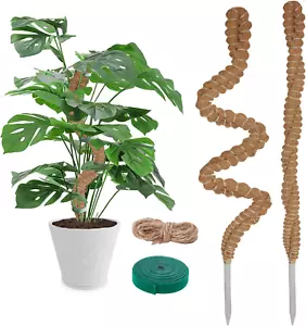 2 Pack 25 Inch Coco Coir Moss Poles for Climbing Indoor Plants - Handmade Pla... - Picture 1 of 1