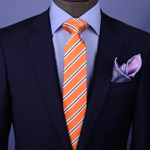 Orange Stripe 3" Necktie Business Elegance For Professional Formal Ego - Picture 1 of 6