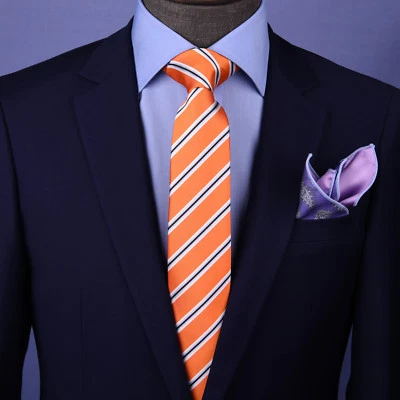 Corbata a rayas anaranjadas de 3" elegancia empresarial para ego formal profesional Foto 1 de 4