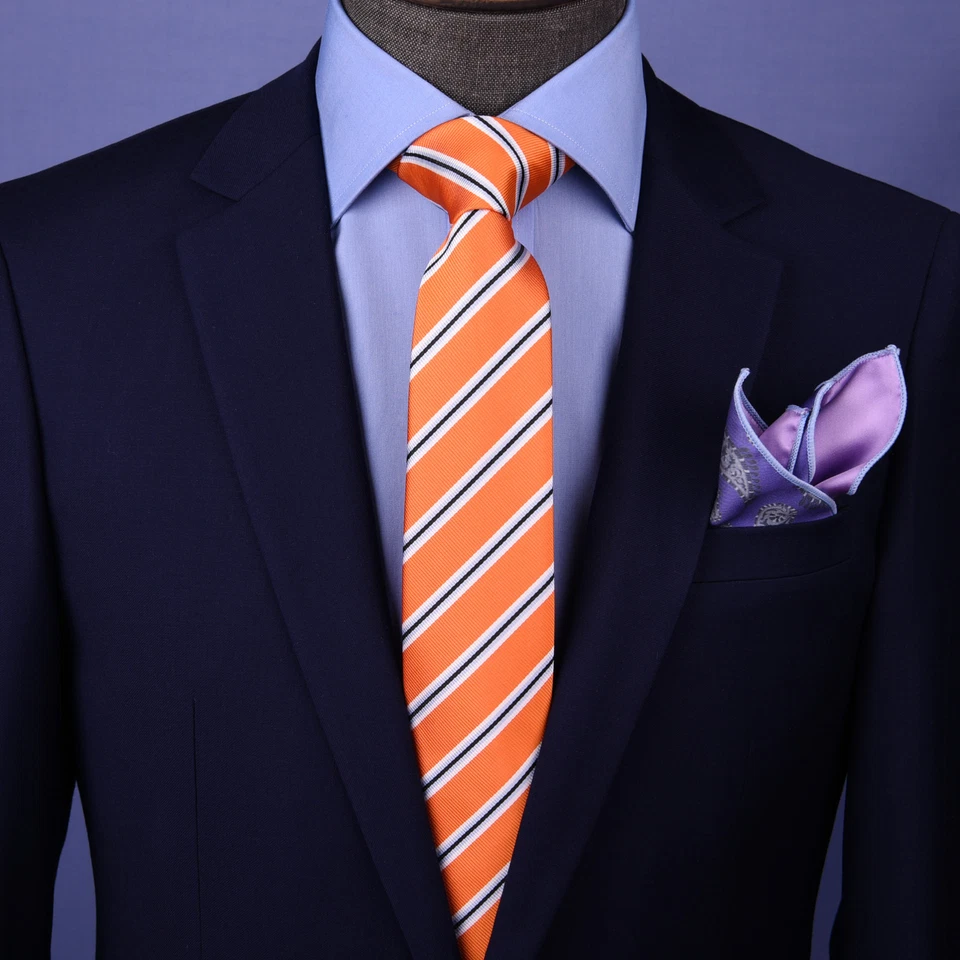 Corbata a rayas anaranjadas de 3" elegancia empresarial para ego formal profesional Foto 1 de 4