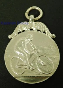 Orologio da tasca vintage Plymouth Corinthians ciclismo argento massiccio medaglia fob M idromele - Foto 1 di 9