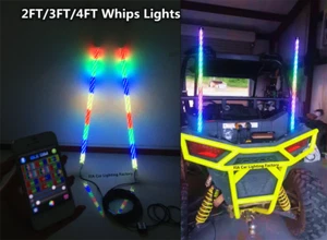 Pair of 2FT/3FT/4FT Dream CHASING TWISTED Bluetooth LED Whips Light for Sandtoys - Picture 1 of 12