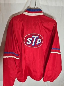 Vintage 1970s STP Richard Petty Patches Red Windbreaker Jacket Size Large - Picture 1 of 8