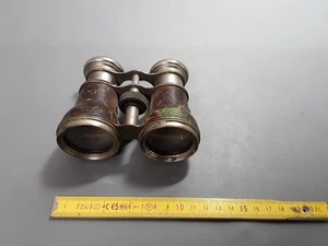 Antigua Par De Binoculares De Teatro de Metal Y Cuero Vintage French Antigua - Imagen 1 de 1