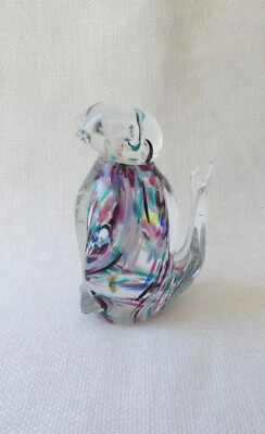 Vintage Murano Art Glass Cat Paperweight Colourful Venetian Glass Cat 8.5cms - image 1 of 4