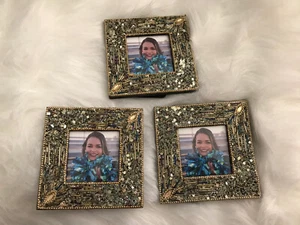 (3)- Beaded Photo Frame Multicolored - Picture 1 of 4