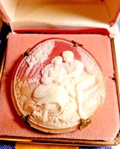 Vintage Kamee Brosche Anstecknadel Lachs Rosa - Bild 1 von 5