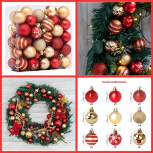 50x Rot&Gold Weihnachtskugeln Anhänger für Weihnachtsbaum/Hochzeit/Party Dekor - Bild 1 von 7