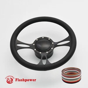 Kit de volante billete de 14" aluminio 9 orificios con botón de bocina y adaptador - Imagen 1 de 12