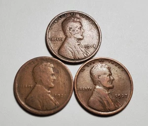 1918 P 1920 P 1927 P LINCOLN WHEAT PENNY 3 COIN SET #C9681 - Picture 1 of 2