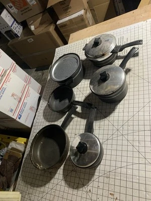 Vintage MIRACLE MAID Stainless Steel Hard Vintage Pot Pan With Lids Strainer - Image 1 of 4