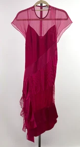 GIVENCHY Paris Short Sleeve Fuchsia Pink Silk Cocktail Dress Size 2 - Picture 1 of 7