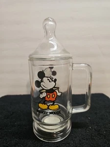 Vintage Walt Disney World MICKEY MOUSE Glass Clear Candy Jar with Lid (JA) - Picture 1 of 11