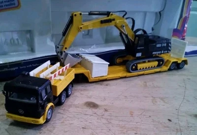 🚚 RARO Siku 1:55 Mercedes Truck con Escavatore Meyer & Co. | RARE Siku Mercedes - Immagine 1 di 4