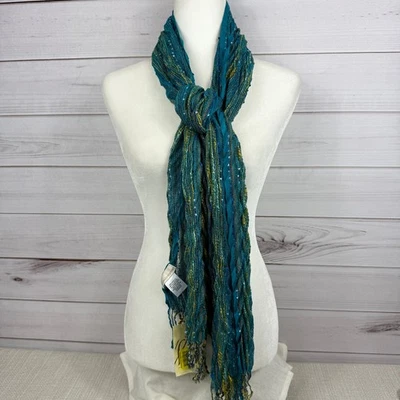 Bufanda de jade azul verde con flecos Collection dieciocho para mujer nueva con etiquetas Foto 1 de 4