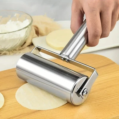 Stainless Steel Double Dough Rolling Pin Pastry Pizza Double Dough Baker Roller - Image 1 of 4