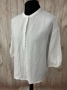 BLUSA FLOR MAÍZ SAL MARINA TOP LINO TALLA 16 BLANCO CUELLO ABUELO VACACIONES VERANO - Imagen 1 de 15