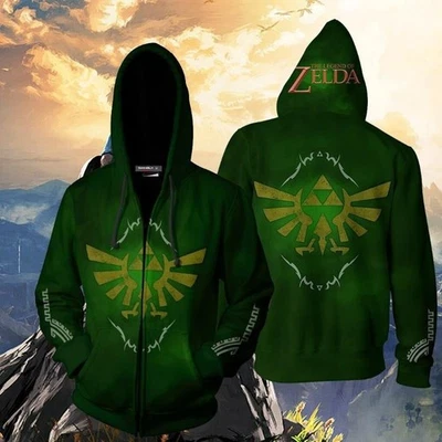 Jacket Cosplay Hoodie Zipper Sweatshirt Zelda Costume Printed Sweater Coat - Image 1 of 4